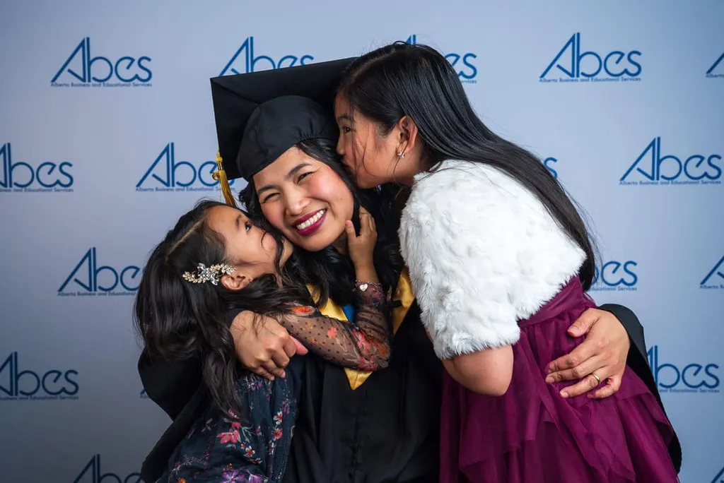ABES graduate celebrating with her family